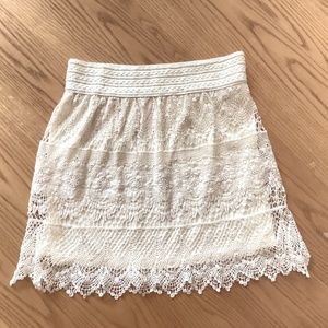 Blue Island Girl’s Crocheted Lace Mini Skirt w/Embellished Elastic Ivory Sz L/XL